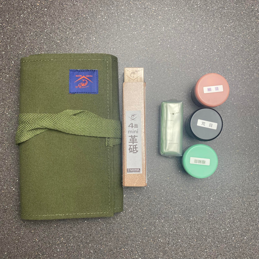 Naniwa Polishing Compound Set of 4 with 4-Sided Leather Strop LC-0040