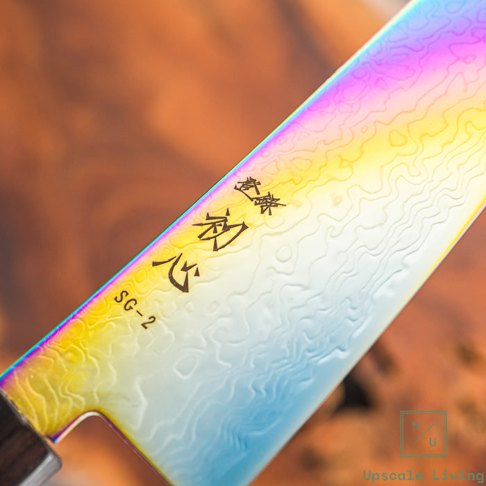 Pisau Dapur Jepang Hatsukokoro Ryuhyo Rainbow Coating SG2 Damascus Gyuto 240mm