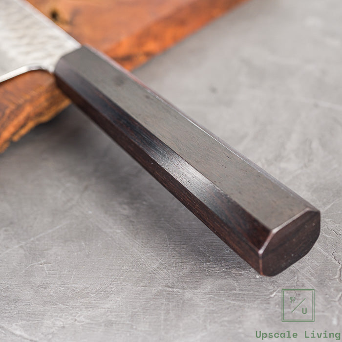Pisau Dapur Jepang Hatsukokoro Hayabusa VG10 Damascus Tsuchime Santoku180mm