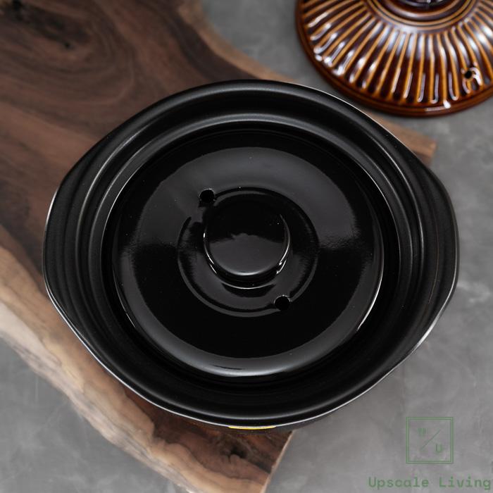 Japanese Ceramic Rice Cooker Pot Bankoyaki Ginpo Kikka 2 Cups - Brown