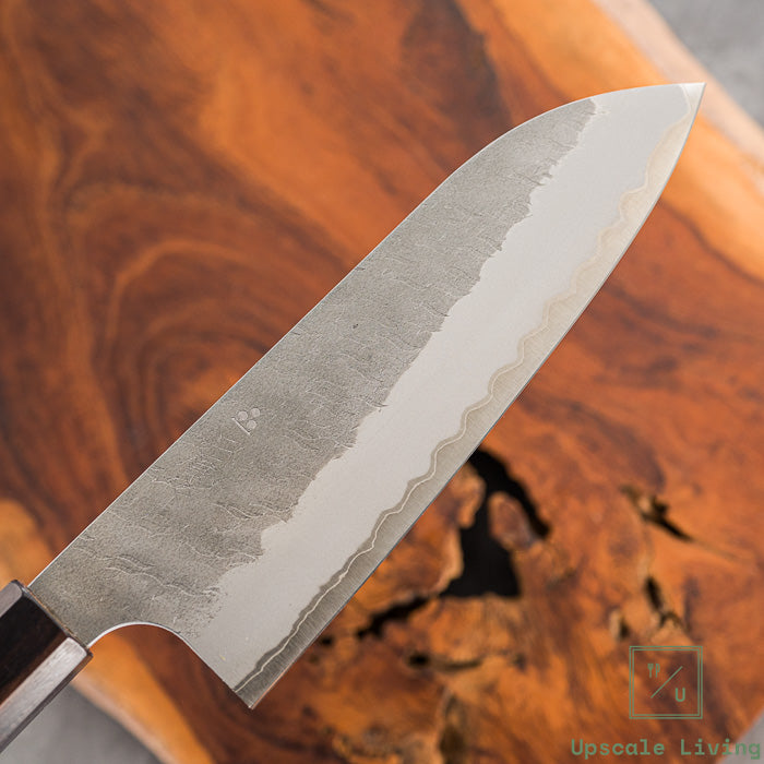 Pisau Dapur Jepang Nigara Hamono Aogami super steel Tsuchime Santoku180mm