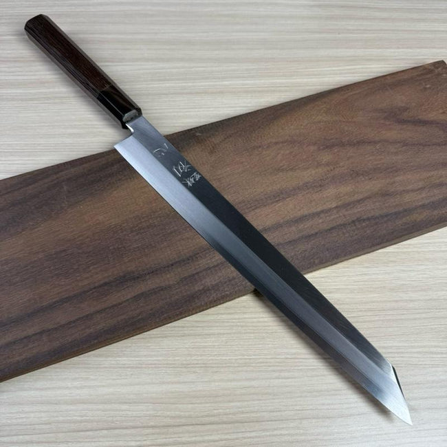 Japanese Knife Hatsukokoro Shirasagi Silver #3 Migaki Kiritsuke Yanagiba 330mm