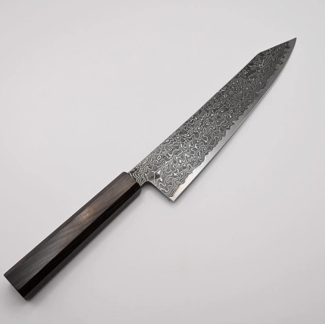 Pisau Chef Jepang Hatsukokoro Ryuhyo Kurozome SG2 Damascus Kiritsuke Gyuto 210mm