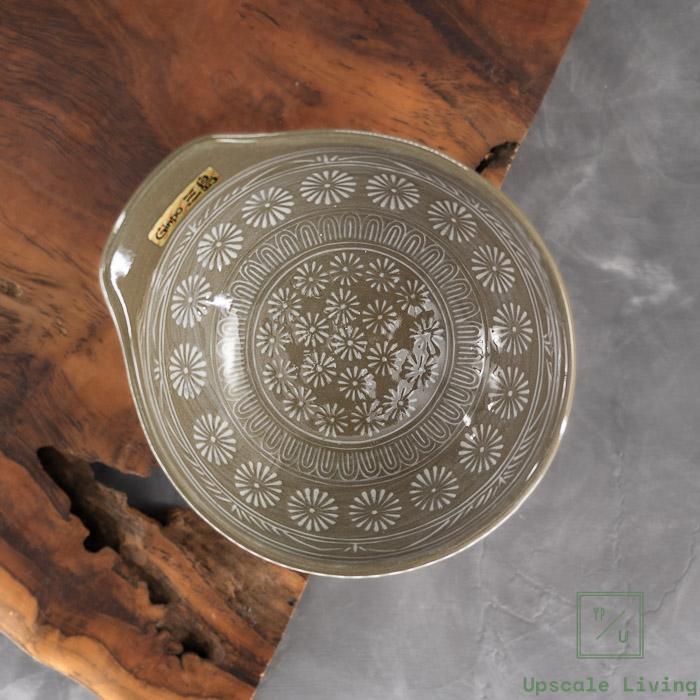Ginpo Hana-Mishima Bankoyaki Tonsui Bowl Large White