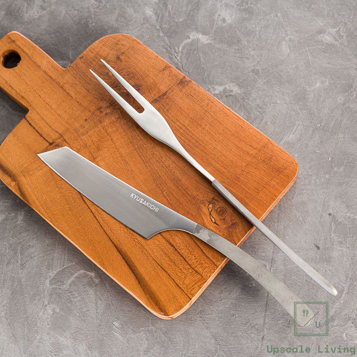 Steak Knife Fork set  AUS8 Yoshida Hamono Silver Plain