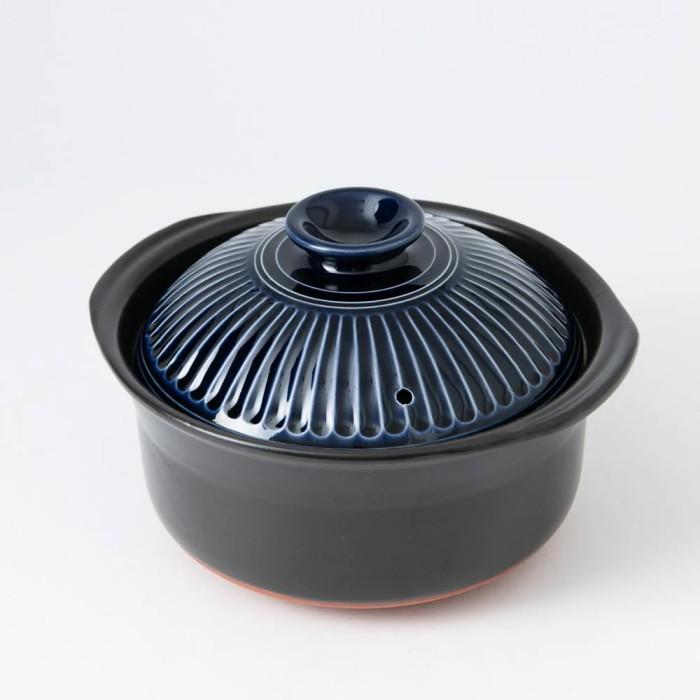 Japanese Ceramic Rice Cooker Pot Bankoyaki Ginpo Kikka 2 Cups - Brown