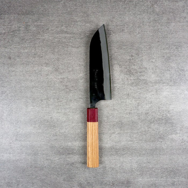Kajibee Damascus Aogami #2 Kurouchi Santoku 165mm