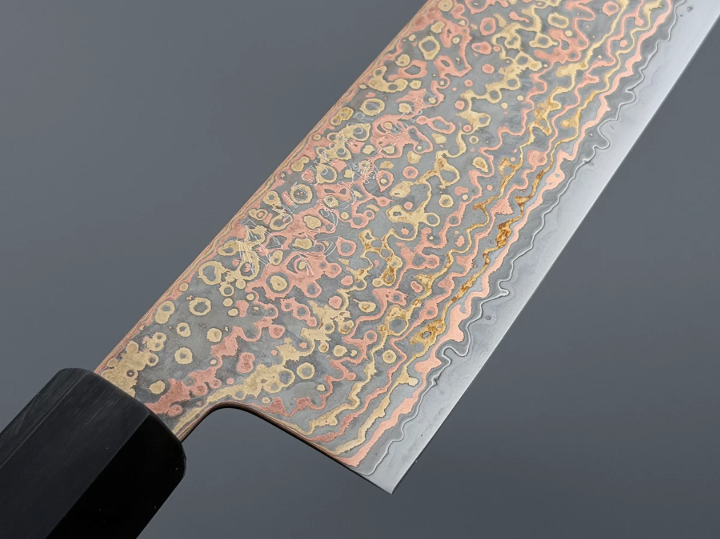 Pisau Dapur Jepang Hatsukokoro Hinotori V-Toku2 Rainbow Damascus Gyuto 210mm