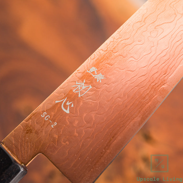 Pisau Dapur Jepang Hatsukokoro Ryuhyo Brown coating  SG2 Damascus Bunka 180mm