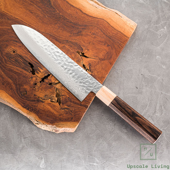 Pisau Dapur Jepang Kotetsu VG10 Tsuchime Damascus Wa-Santoku 180mm