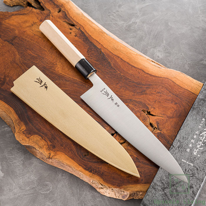 Japanese Artisan Knife Masamoto KS Hon Kasumi White Steel Gyuto Knife 210mm With Exclusive Saya