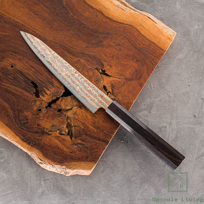 Pisau Dapur Jepang Hatsukokoro Hinotori V-Toku2 Rainbow Damascus Petty 150mm