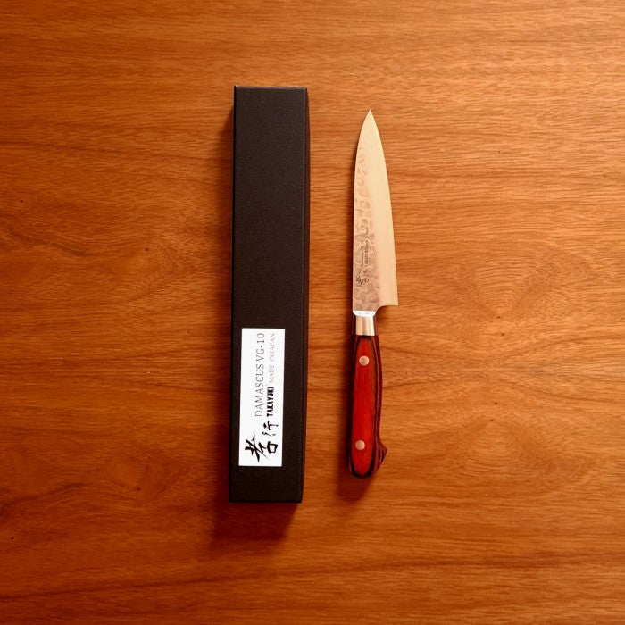 Pisau Jepang SAKAI TAKAYUKI 33-Layer Damascus VG10 Hammered Petty 120mm
