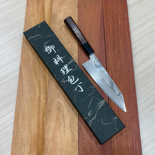 Japanese Knife Hatsukoro GIN-SAN Ginso Nickel Damascus Bunka 180mm