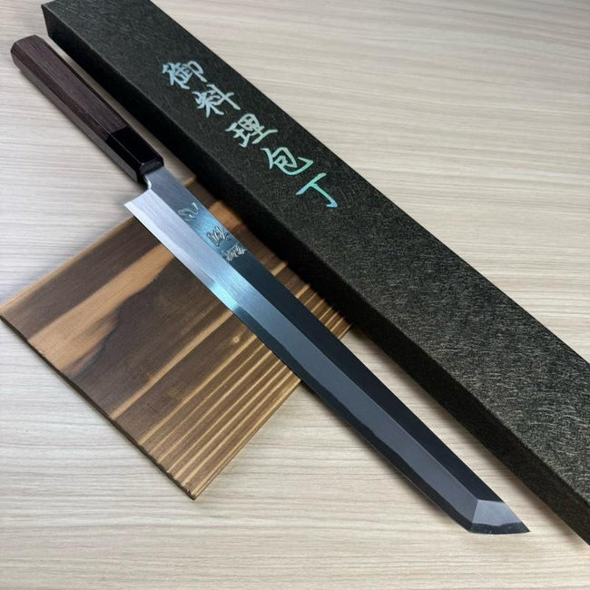 Japanese Artisan Knife Naohito Myojin Shisaragi Shirogami#2 Sakimaru Yanagi 300mm