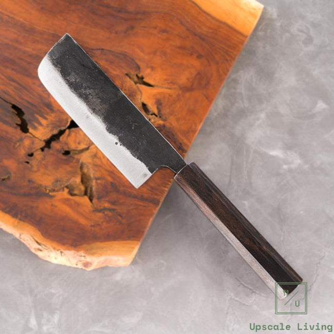 Japanese Artisan Knife Hatsukokoro Kurogane AO#2 Kurouchi Petty Nakiri 120mm