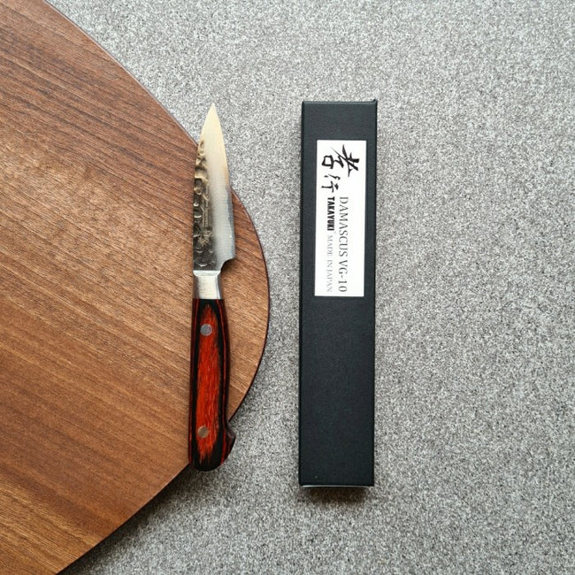 Japanese Knife SAKAI TAKAYUKI 33-Layer Damascus Hammered Paring 80mm