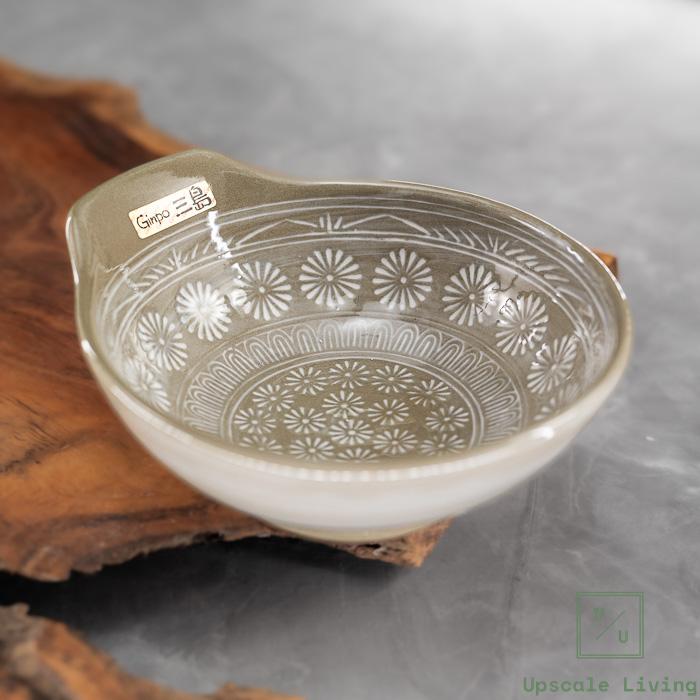 Ginpo Hana-Mishima Bankoyaki Tonsui Bowl Large White