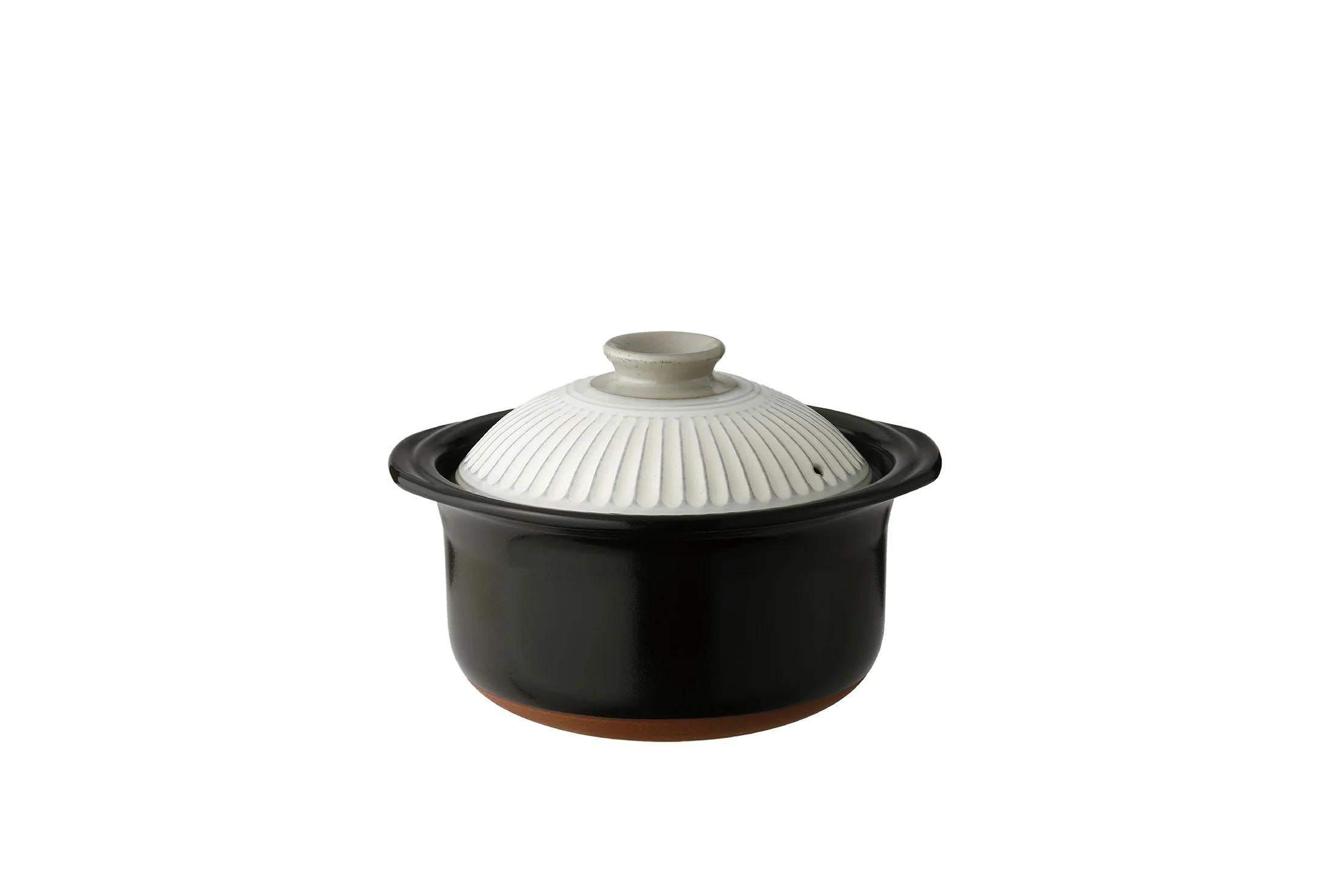 Japanese Ceramic Rice Cooker Pot Bankoyaki Ginpo Kikka 2 Cups - Brown