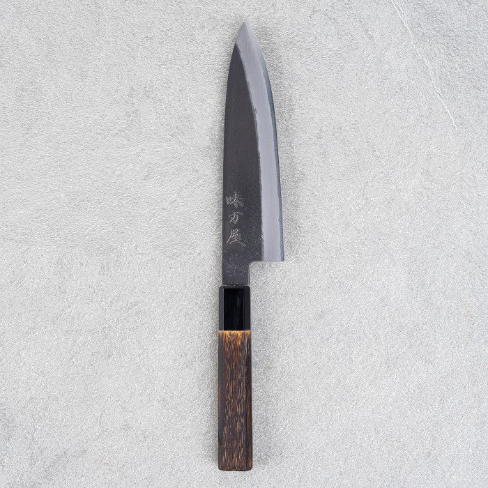Mutsumi Hinoura Shirogami#2 SS Kuro-Nashiji Petty 150mm