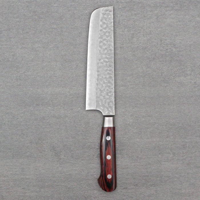 SAKAI TAKAYUKI 33-Layer Damascus Hammered Nakiri 160mm