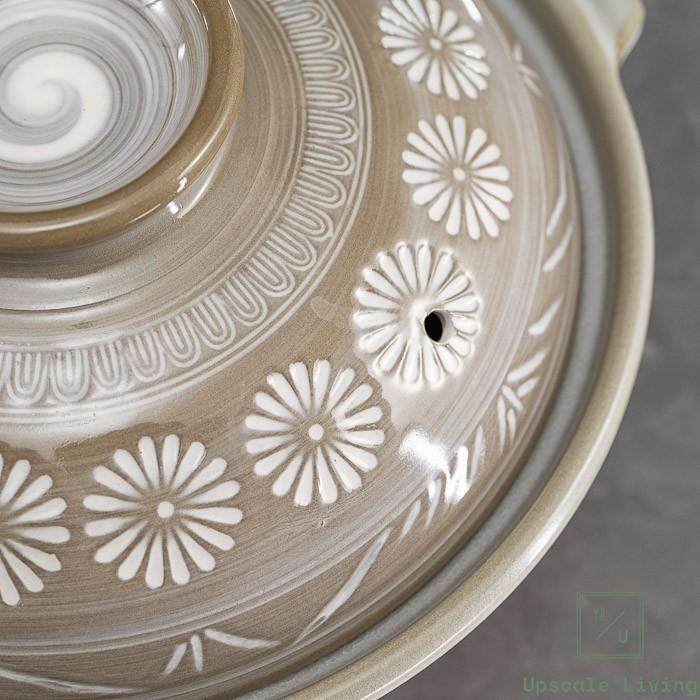 Japan Ceramic Donabe Nabemono Hot Pot GINPO Hanamishima No10 Bankoyaki