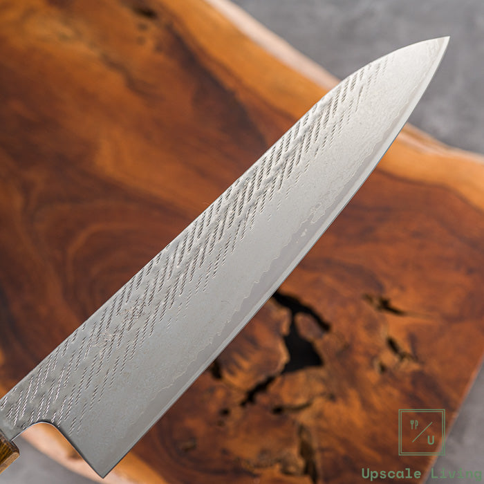 Pisau Dapur Jepang OUL Ginsan Silver #3 Damascus Nawame Gyuto 210mm Oak Handle Gyuto