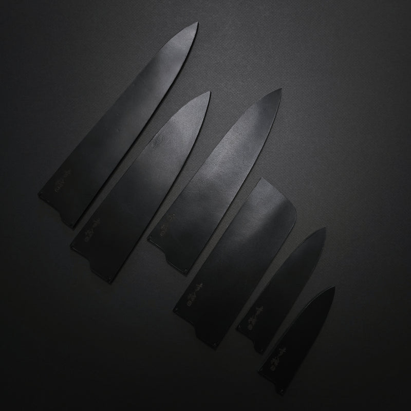 Konosuke Vegetable Tanned Black Leather Sheath (2 Layers, Various Sizes)