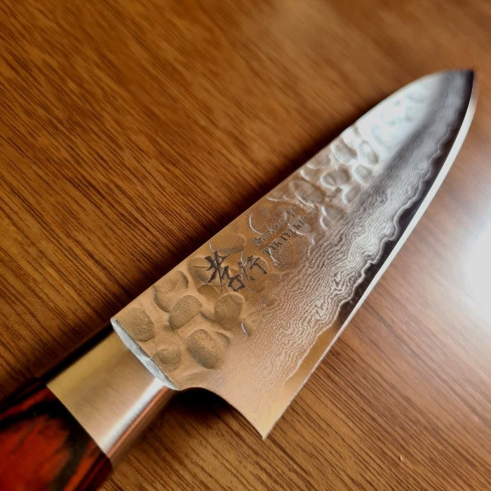 Pisau Jepang SAKAI TAKAYUKI 33-Layer Damascus VG10 Hammered Petty 120mm