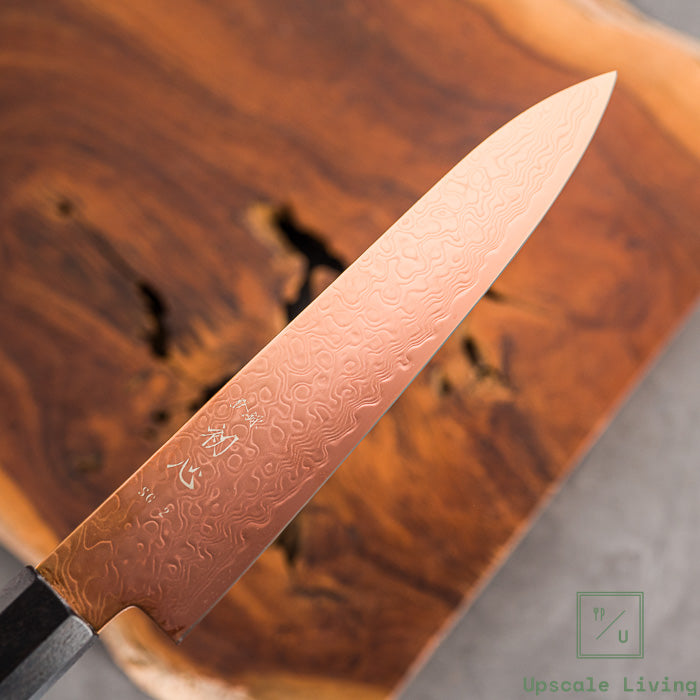 Pisau Dapur Jepang Hatsukokoro Ryuhyo  Brown coating SG2 Damascus Petty150mm