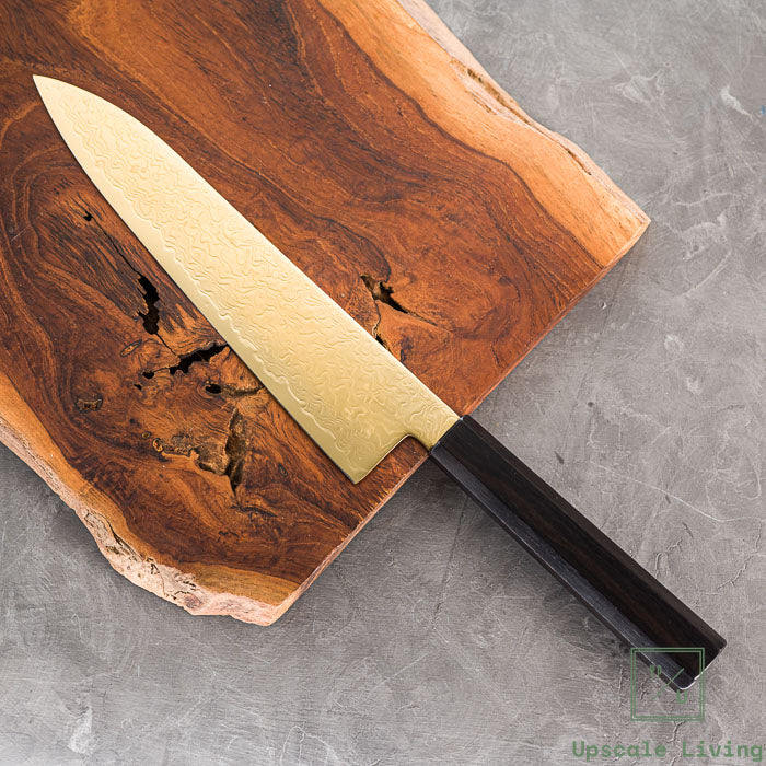 Pisau Dapur Jepang Hatsukokoro Ryuhyo Gold coating  SG2 Damascus Gyuto 210mm