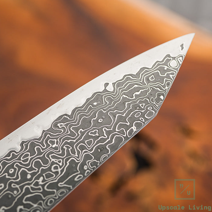 Pisau Chef Jepang Hatsukokoro Ryuhyo Kurozome SG2 Damascus Kiritsuke Gyuto 210mm