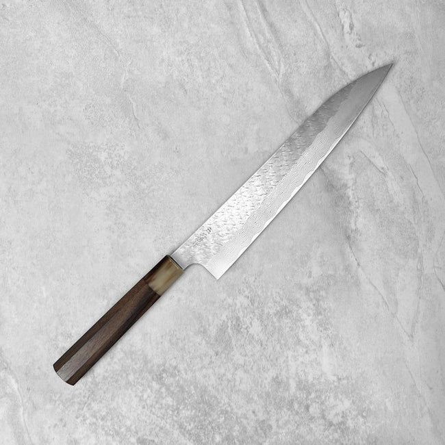 Pisau Dapur Jepang Nigara Hamono SG Strix Tsuchime Damascus Sujihiki 270mm