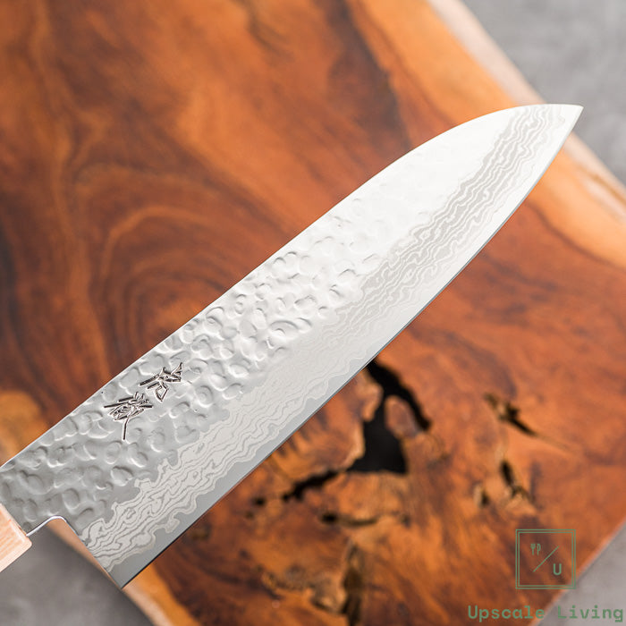 Pisau Dapur Jepang Kotetsu VG10 Tsuchime Damascus Wa-Santoku 180mm