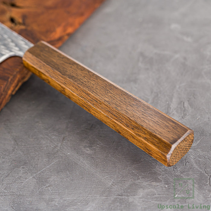 Pisau Dapur Jepang OUL Ginsan Silver #3 Damascus Nawame Gyuto 210mm Oak Handle Gyuto