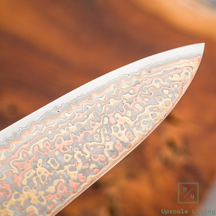 Pisau Dapur Jepang Hatsukokoro Hinotori V-Toku2 Rainbow Damascus Gyuto 240mm