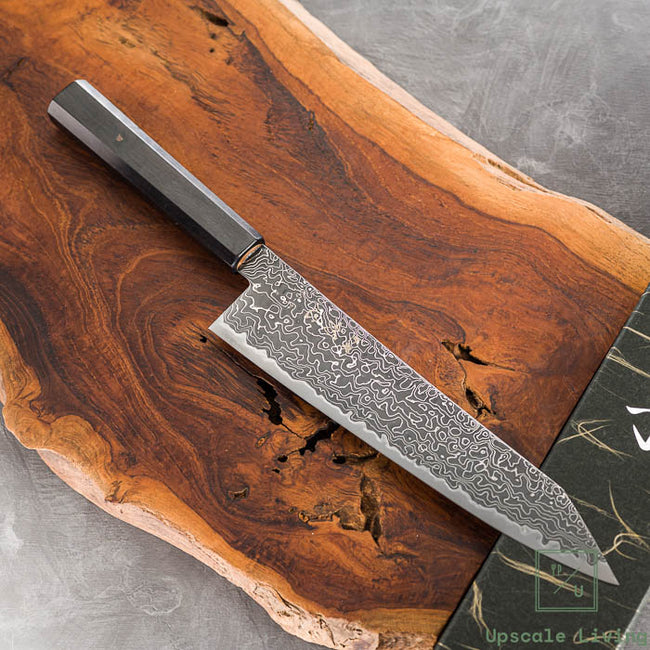 Pisau Chef Jepang Hatsukokoro Ryuhyo Kurozome SG2 Damascus Kiritsuke Gyuto 210mm