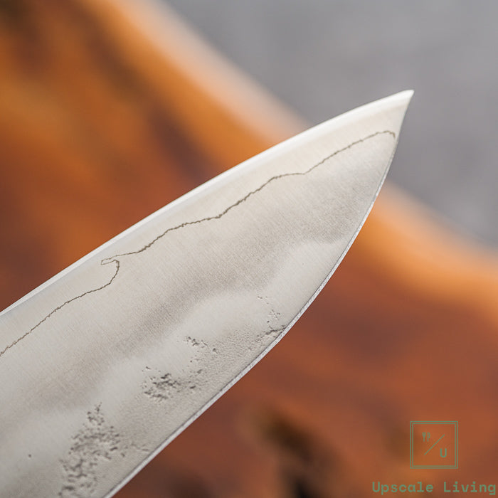 Pisau Dapur Jepang OUL Ginsan Silver#3 Nashiji  Gyuto 210mm Black Oak Handle