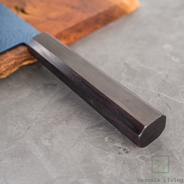 Pisau Dapur Jepang Hatsukokoro Ryuhyo Blue Coating SG2 Damascus Bunka 180mm