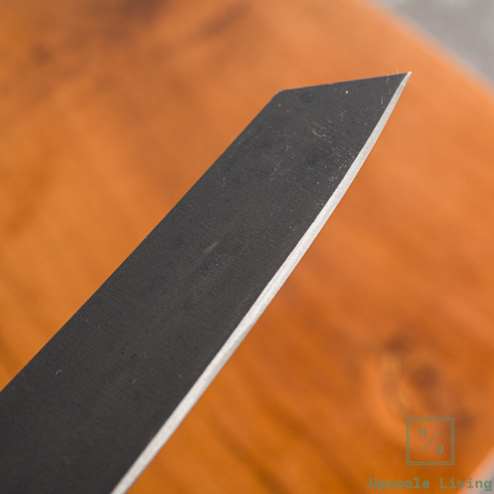 Steak Knife Fork Set AUS8 Yoshida Hamono Black Plain With Stone Knife Rest
