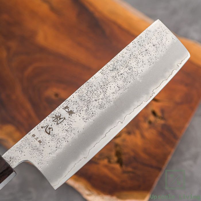 Pisau Dapur Jepang Hatsukokoro Ginrei Silver#3-Layer Nashiji Nakiri 165mm