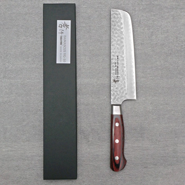 SAKAI TAKAYUKI 33-Layer Damascus Hammered Nakiri 160mm