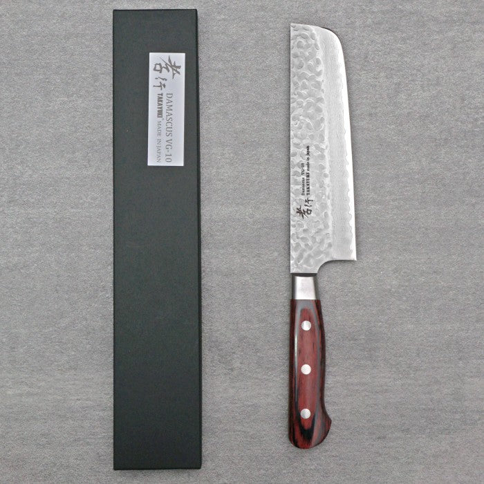 SAKAI TAKAYUKI 33-Layer Damascus Hammered Nakiri 160mm