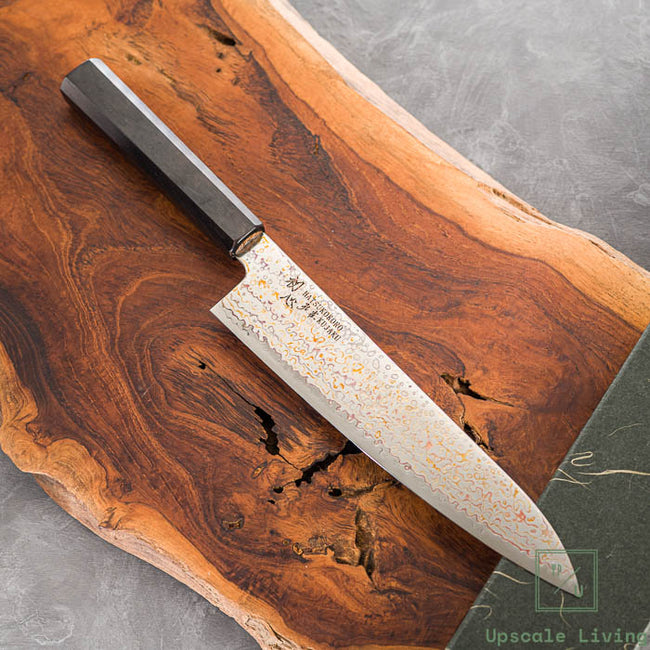Pisau Dapur Jepang HATSUKOKORO Kujaku V-Toku2 Rainbow Damascus Gyuto 210mm