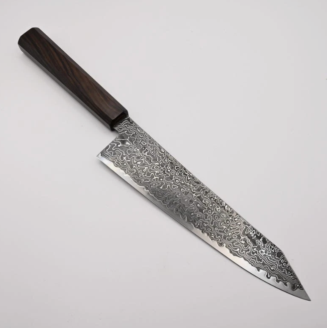 Pisau Chef Jepang Hatsukokoro Ryuhyo Kurozome SG2 Damascus Kiritsuke Gyuto 210mm