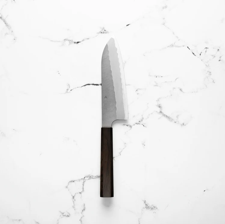 Pisau Dapur Jepang Nigara Hamono  Aogami super steel Tsuchime Santoku180mm