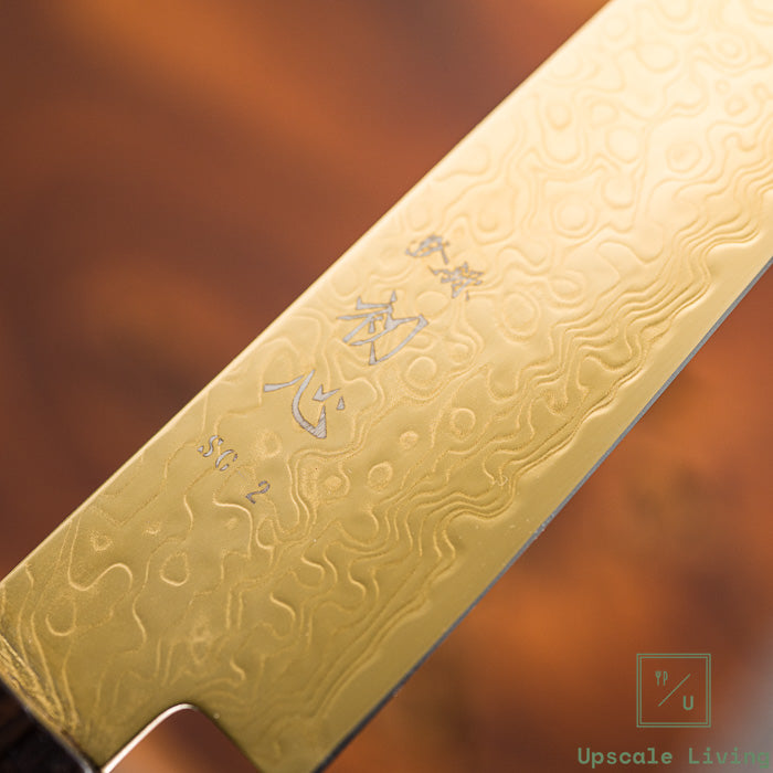 Pisau Dapur Jepang Hatsukokoro Ryuhyo  Gold coating  SG2 Damascus Petty150mm